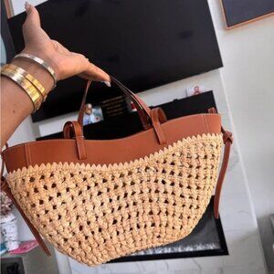 Designer Leather Tote Bag with Magnetic Closure